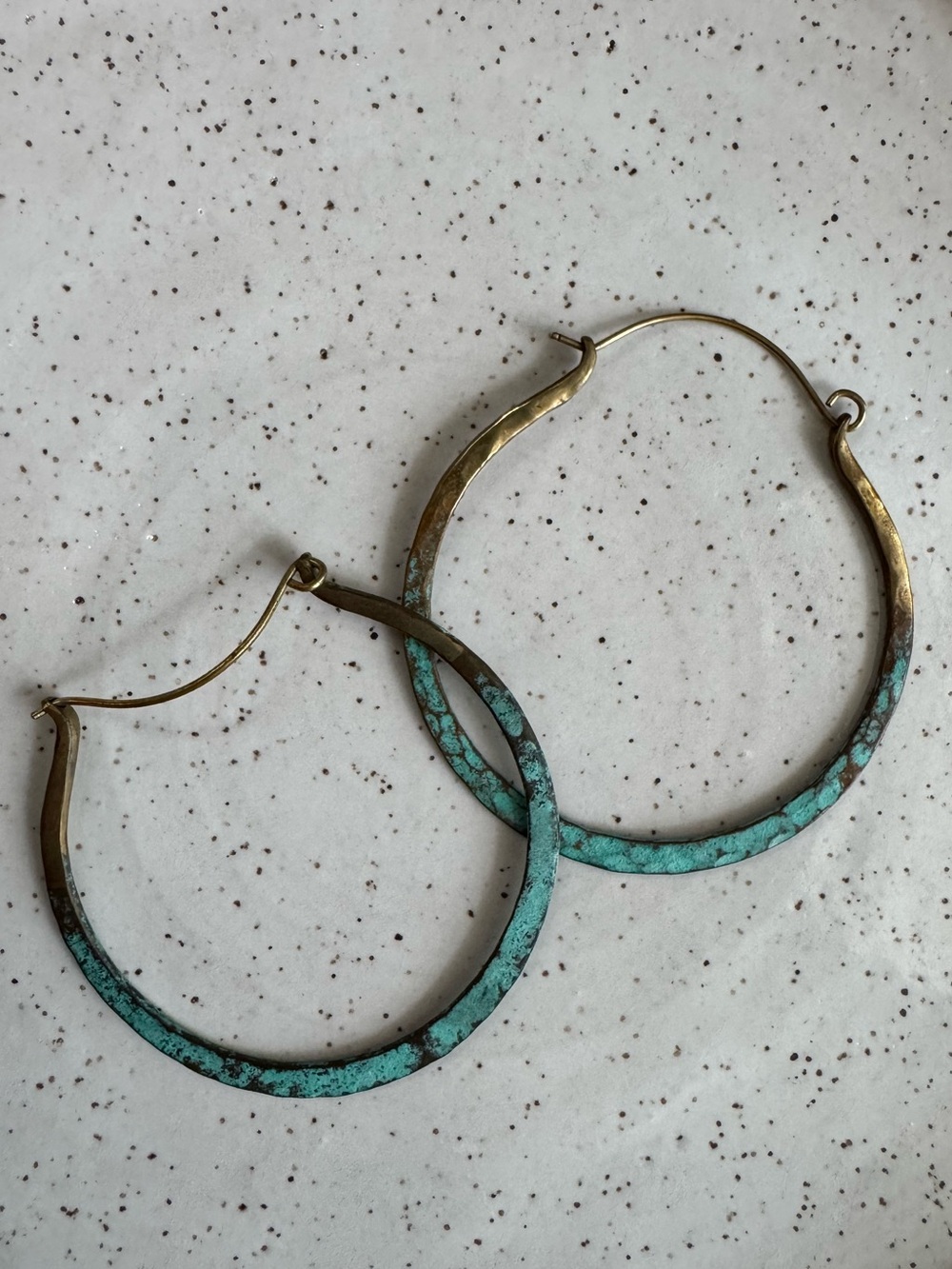 Turquoise Patina Hoop Earrings - Women Jewelry
